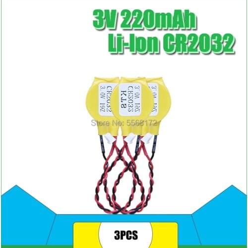 3Pcs/lot Original CR2032 CR2032W 3V lithium battery Computer motherboard battery With plug Made in Japan