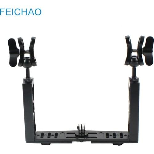 Aluminum Alloy Underwater Waterproof Shell Tray Housings Arm Holder Double Grip Dive for Gopro Action SLR Camera Accessories