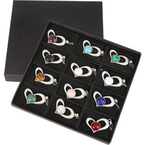 ASHMITA 12PCS Fashion Style Peach Heart Pendant Necklaces For Women Men Vintage Red Crystal Jewelry