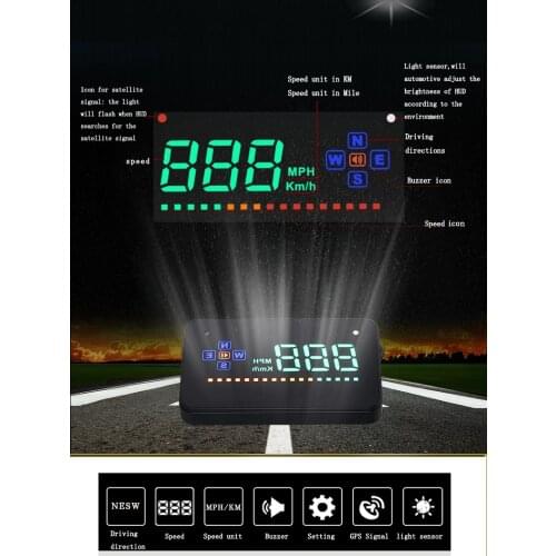 Car HUD Compatible All Car Speed Projector GPS Digital Car Speedometer A2 Electronics Head Up Display Windshield Projector