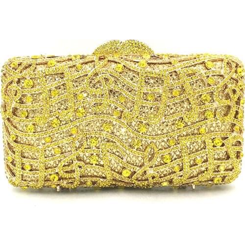 Hollow Out Women yellow red Evening Bags silver Crystal Clutch bag Wedding Handbag and Purse Bridal Party Dinner Minaudiere Bag