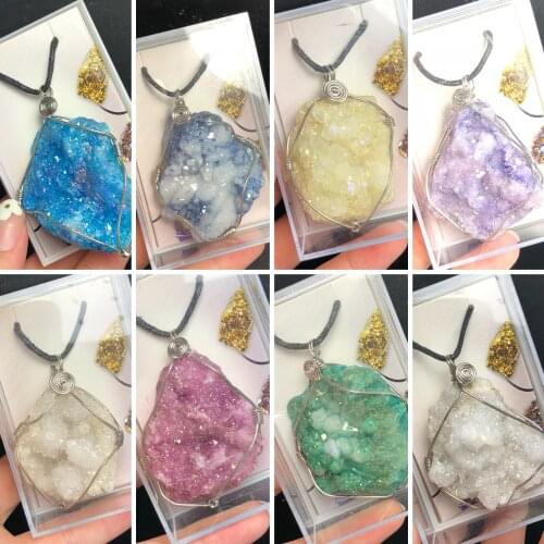 Large crystal pendant, silver plated, irregular natural gem pendant, suitable for jewelry production