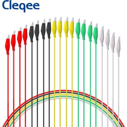 Cleqee P1025 10pcs Dual Alligator Clips Test Lead kit Double-ended Crocodile Clip Electrical DIY Cable 50cm Wire