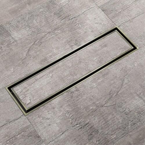 Green Bronze Invisible Floor Drain Rectangular Brass Bathroom Large Displacement 31 * 8cm Plastic Deodorant Insect Repellent
