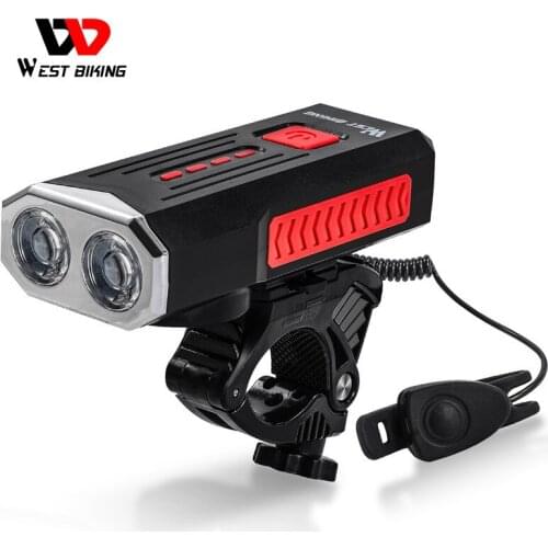 WEST BIKING Bicycle Light High Lumen 360 Degree Rotating Bracket Usb Charging Horn Light Riding Equipment 500 Lumens for Cycling