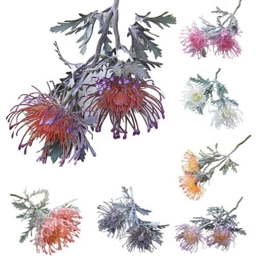 1Pc Simulation Flower Vivid 2 Heads Portable Home Decor Artificial Pincushion for Party Wedding Festival Decor Placement Gift