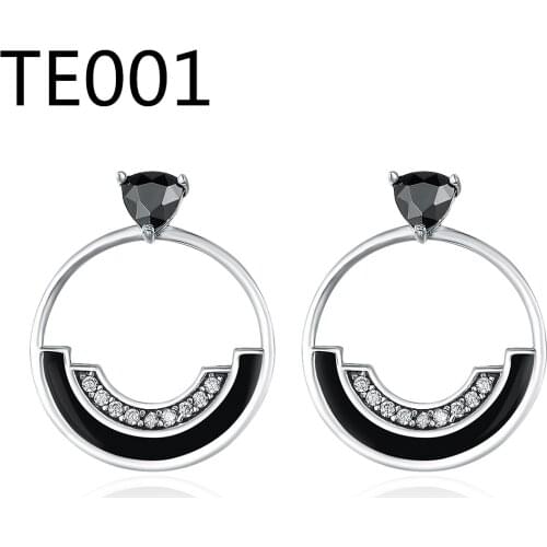 TE1 alloy Cool Punk Mens Stainless Steel Hoop Piercing Round crystal Earring Ear Stud men woman jewelry