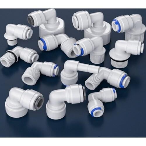Water Purifier Quick Connector Elbow 3/8'' 1/2'' 1/4'' OD Hose Tube PE Pipe Fitting Reverse Osmosis Pipeline Joint Accessory