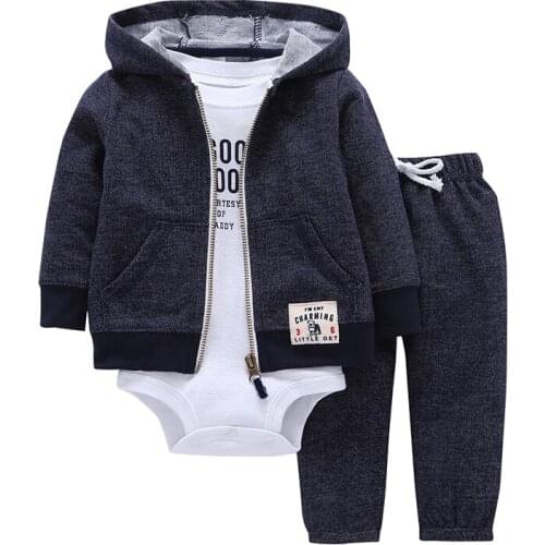 3 Piece Set Newborn Clothing Hooded Cardigan+Trousers+Romper Bebes Boy Clothes Baby Girl Sets Cotton Children Outfits 2018 New