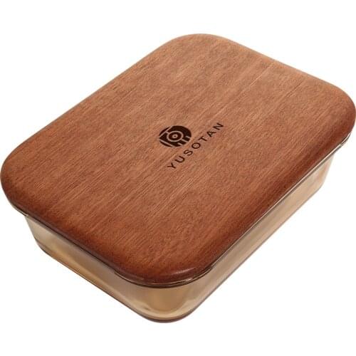 YUSOTAN bento box japanese style with wooden lid food storage large capacity solid wooden box cover kids lunch box for school