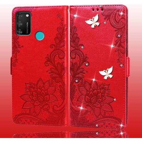 Huawei Honor 9A Case 6.3 inch Bling Shiny Card Leather Book Flip Design Wallet Cover for Huawei Honor9A MOA-LX9N Case Honor 9A
