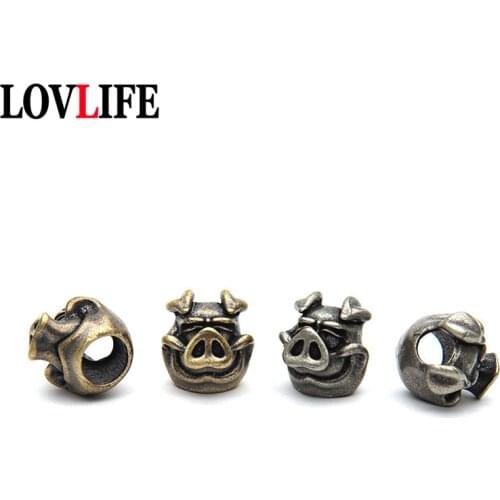 Retro Brass Piggy Pendants for Keychain Lanyard Jewelry Copper Young Boar EDC Tool Umbrella Euipment DIY Lanyard Keyring Hanging