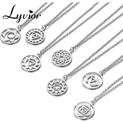 Lyvior Buddhism Zen Meditation Amulet Necklaces 7 Chakra Reiki Healing Buddha Pendant Necklace Gift for Yoga Lovers Choker