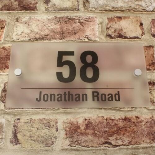 Frosted Effect Personalised Modern House Sign Street Name and Number