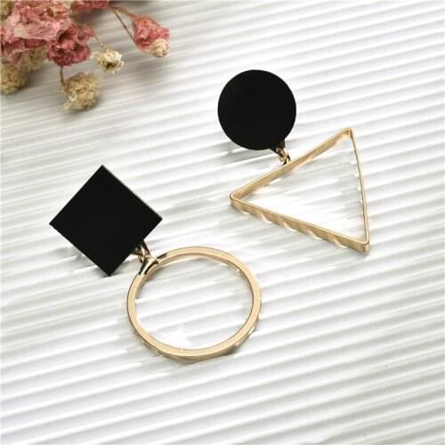 Korean fashion simple triangular asymmetric Earrings femininity Korean Round Earrings personalized geometric Earrings
