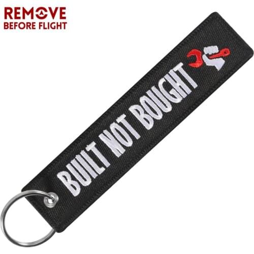 Fashion Car keychain Embroidery BUILT NOT BOUGHT Black Keyring Key Fobs OEM Jewelry Key Chain for Chaveiro Para Moto
