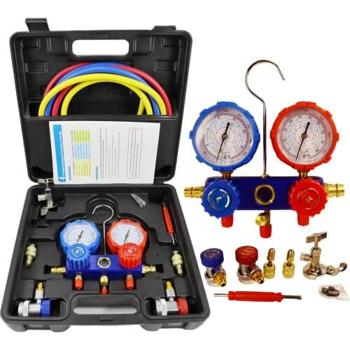 NEW Car Air Conditioning Pressure Manifold Gauge Hose Kit for R22 R-410A R-134a R-404A Refrigerant Pressure Gauge Set with Box