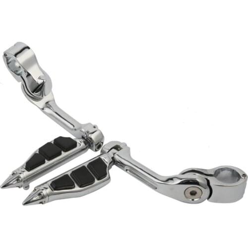 1.25" Engine Guards Foot Pegs + Long Angled Adjustable Mount For Harley Yamaha Honda