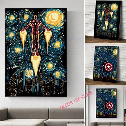 Disney Wall Art Marvel Avengers Superhero Canvas Painting Anime Iron Man Poster and Prints Wall Picture for Kids Room Decor