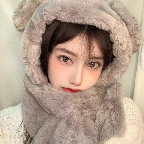 New Women Rabbit ears Winter Hat High Quality Add Fur Lined Flanging Cap Stylish cute Beanie Hat Thick Outdoor Warm Cap