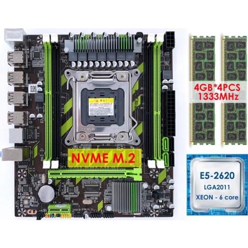 IXUR New Kit X79 Motherboard LGA 2011V2 USB2.0/3.0 SATA3 Support ECC Memory and Xeon E5-2620 CPU Processor 4pcs/4GB