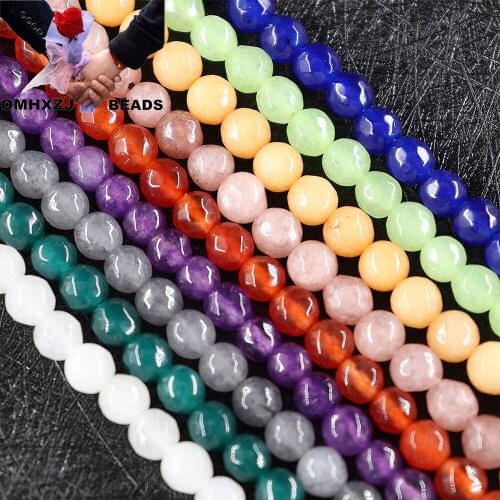 OMH Z64 6mm Polished Jewelry DIY Making Bracelet Necklace Gift Round White Stone Plus Color Quartzite Jade Loose Spacer Beads