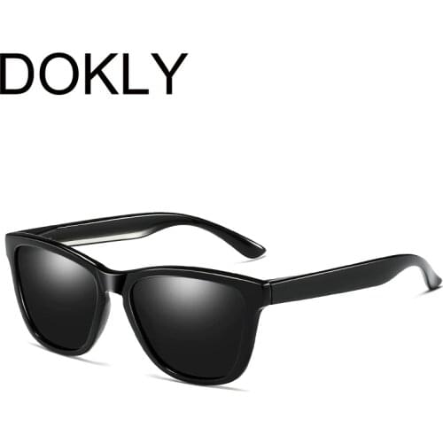 Dokly Polarized Men Sunglasses Mirror Retro Black lens Glasses Men Vintage Sun Glasses Oculos De Grau Fashion Summer Gafas UV400
