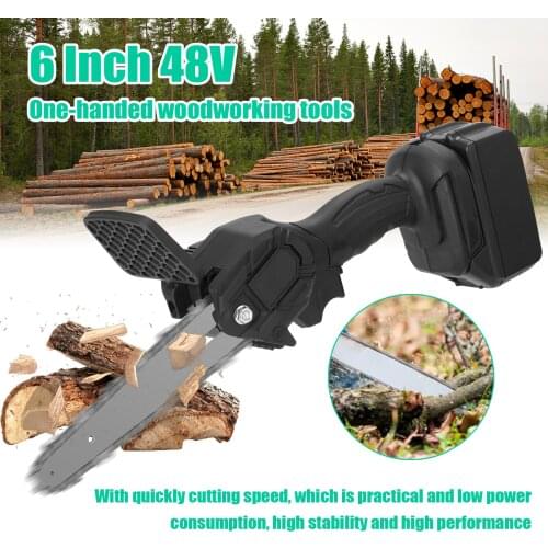 6-In 48VF Portable Mini Electric Chainsaw Infinitely Variable Speeds Pruning Saws Rechargeable Mini Wood Spliting Brush Chainsaw