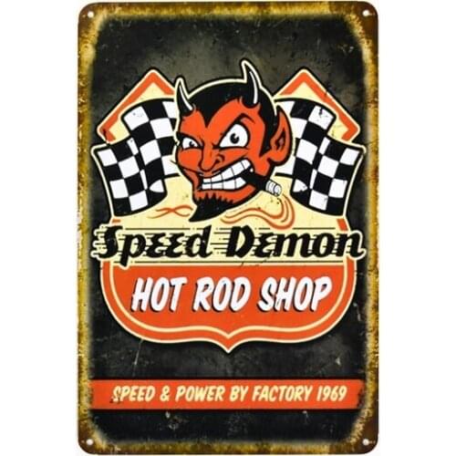 Posters of the Sample Car "Speed Demon" Retro Vintage Metal Tin Plate Tin Signs Sign Wall Decoration for Coffee