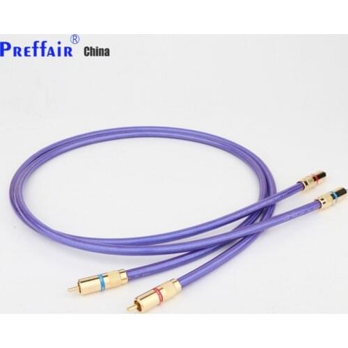 Preffair Pair Van den Hul MC-SILVER IT 65 RCA audio interconnect cable with Gold plated RCA plug