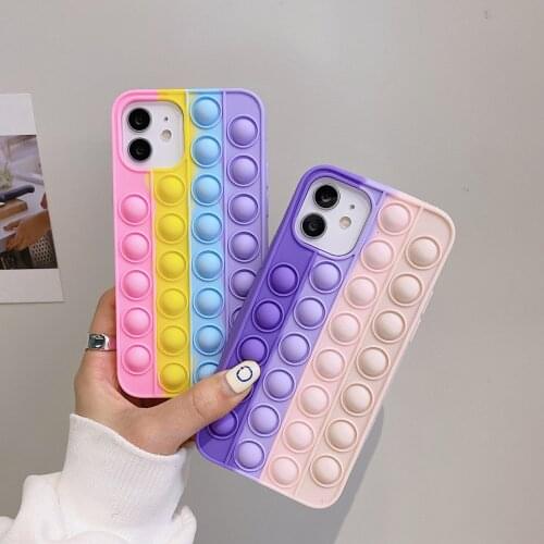 Pop Fidget Toys Phone Cases For Iphone 11 12 Pro Max 7 8 Plus X XR XS Reliver Stress Push Bubble Shockproof Silicone Cover Capa
