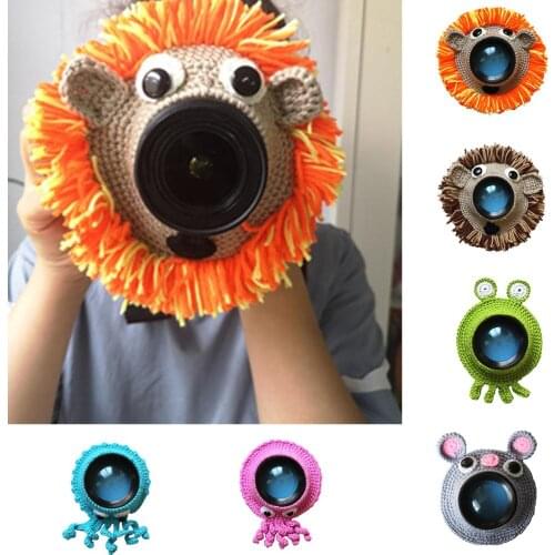Handmade Knitted Camera Lens Decorative Ring Carton Design Baby Photo Prop Adorable Guide Toy Doll