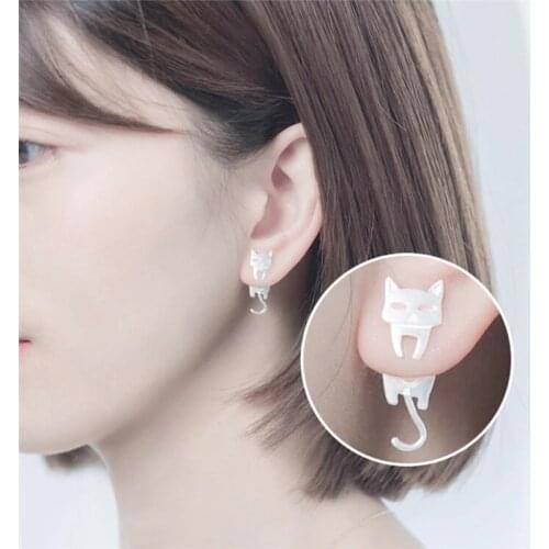 925 Sterling Silver Cat Fish Stud Earrings for Women Gift Hypoallergenic Sterling Jewelry Gril