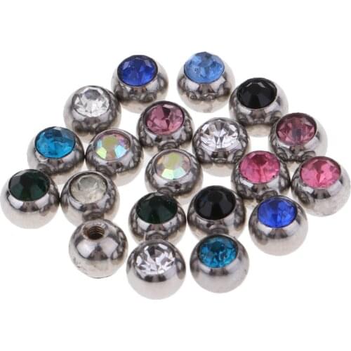 20 Pieces Stainless Steel Body Jewelry Replacement Ball for Belly Ring Tongue Lip Tragus Barbell Screw