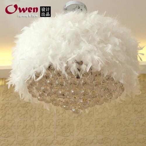 Modern Feather K9 Crystal Pendant Light Dia 50cm lampen industrieel