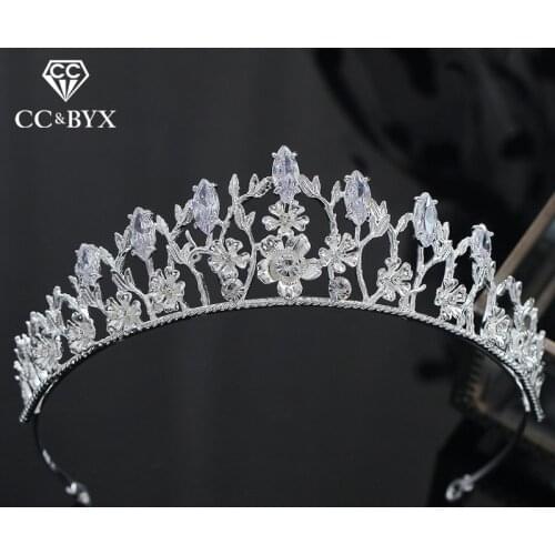 CC engagement jewelry tiaras and crowns hairbands wedding hair accessories for bride rhinestone hollow flower fashion fine xy388