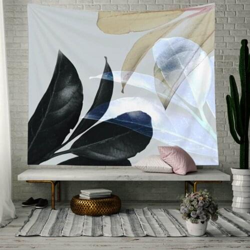 Tropical Plant Tapestry Wall Hanging Green Leaves Wall Hanging Tapestries Pink Blue Leaf Home Decoration Wall Fabric Carpet