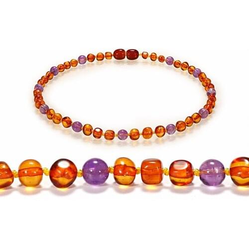 HAOHUPO Top Quality Cognac Amthyst Nature Baltic Amber Necklace Wholesale Color Necklace Handmade Girls Necklace Baby Necklace