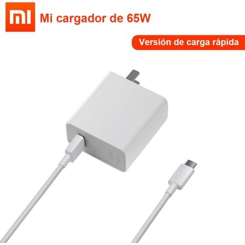 Xiaomi Type-C Charger 65W Fast Flash Charging Version AU UK EU US Adapter 5V/3A 12V/3A 20V/3.25AMAX 20V/3.25A 65WMAX