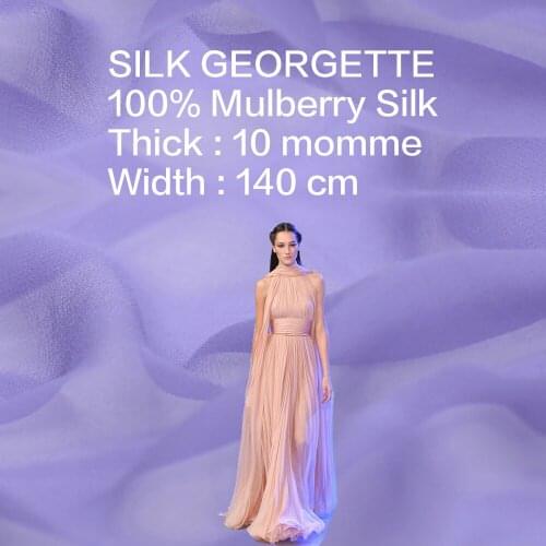 100% SILK Georgette Fabric Pure Silk Fabric 10 momme 140cm Width Wedding Dress Silk Gauz Fabric Free Shipping
