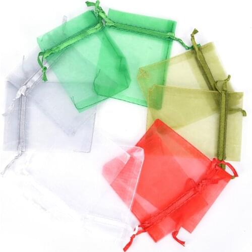 50pcs/pack 7x9 8x10 10x12cm Wedding Party Gift Bags & Pouches Organza Bags Jewelry Packaging Bags Drawstring Bags