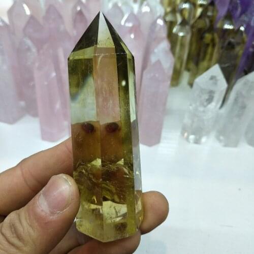 75-80MM 100% Natural Citrine Quartz Crystal Smoky Transparent Point Healing Free shipping