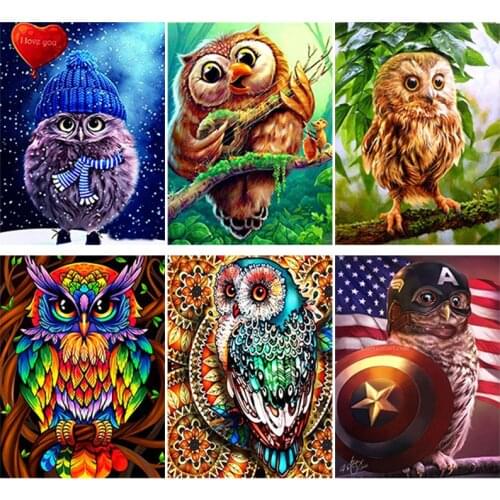 DIY 5D Diamond Painting Full Round Square Resin Mosaic Diamonte Embroidery Cross Stitch Kits Wall Art Owl Colorful Drawing