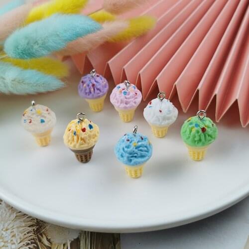 ApeUr 10pcs/pack 3D Ice Cream Resin Charms Lovely Earrings Pendant DIY Fashion Keychain Necklace Jewelry Accessories Handmade