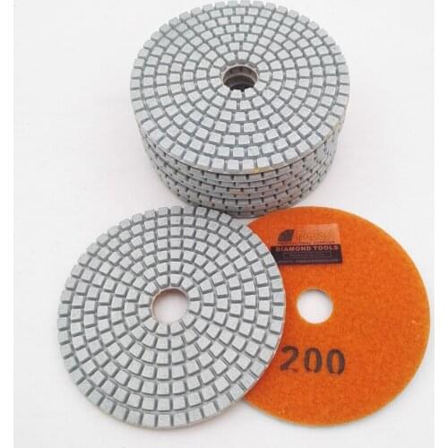 DIATOOL 10pcs #200 Diameter 100mm White Resin Bond Sanding Discs 4" Professional Diamond Wet Polishing Pads