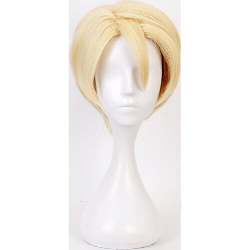 Dimitri Cosplay Wig Fire Emblem Three Houses Short Golden Cosplay Wig Heat Resistant Synthetic Wigs + Free Wig Cap