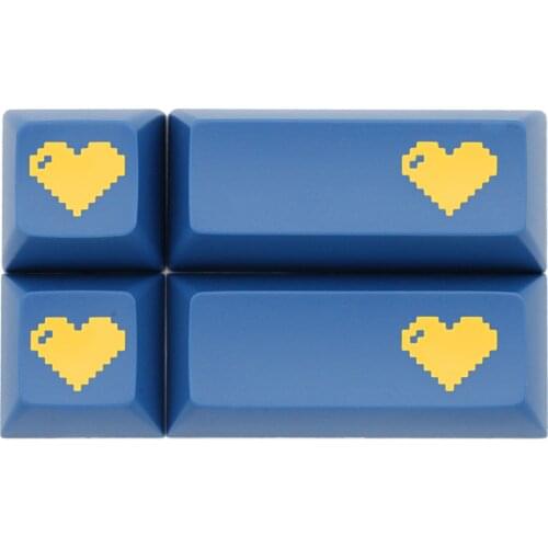 Domikey abs doubleshot keycap pixel heart blue yellow for oem dsa sa cherry profile poker 87 104 gh60 xd64 xd68 xd84 xd75 xd87