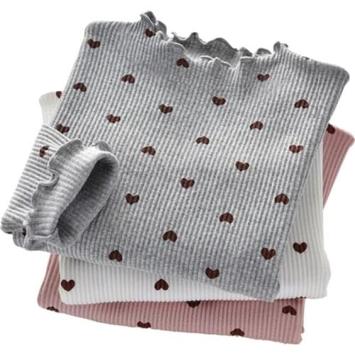 New Spring autumn Girls Long-sleeved O-necked T-shirt Bottoming Shirt Cotton Fashion heart print Childrens tops for 90-150cm