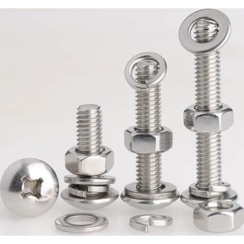 M2M2.5M3M4M5M6M8M5M6M8 stainless steel 304 large flat head cross screw nut gasket 20Pcs