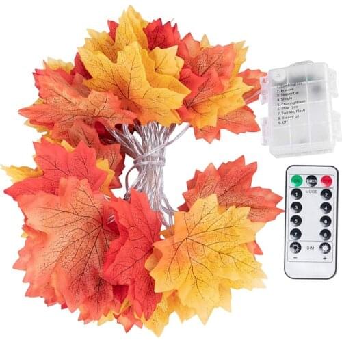 10M 100leds 8Modes Maple Leaves Garland Fairy String Lights Outdoor Christmas Garland for Party Thanksgiving Day Decor Lights